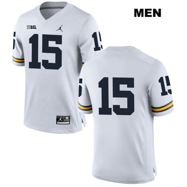 Men's NCAA Michigan Wolverines Garrett Moores #15 No Name White Jordan Brand Authentic Stitched Football College Jersey ME25S16XF